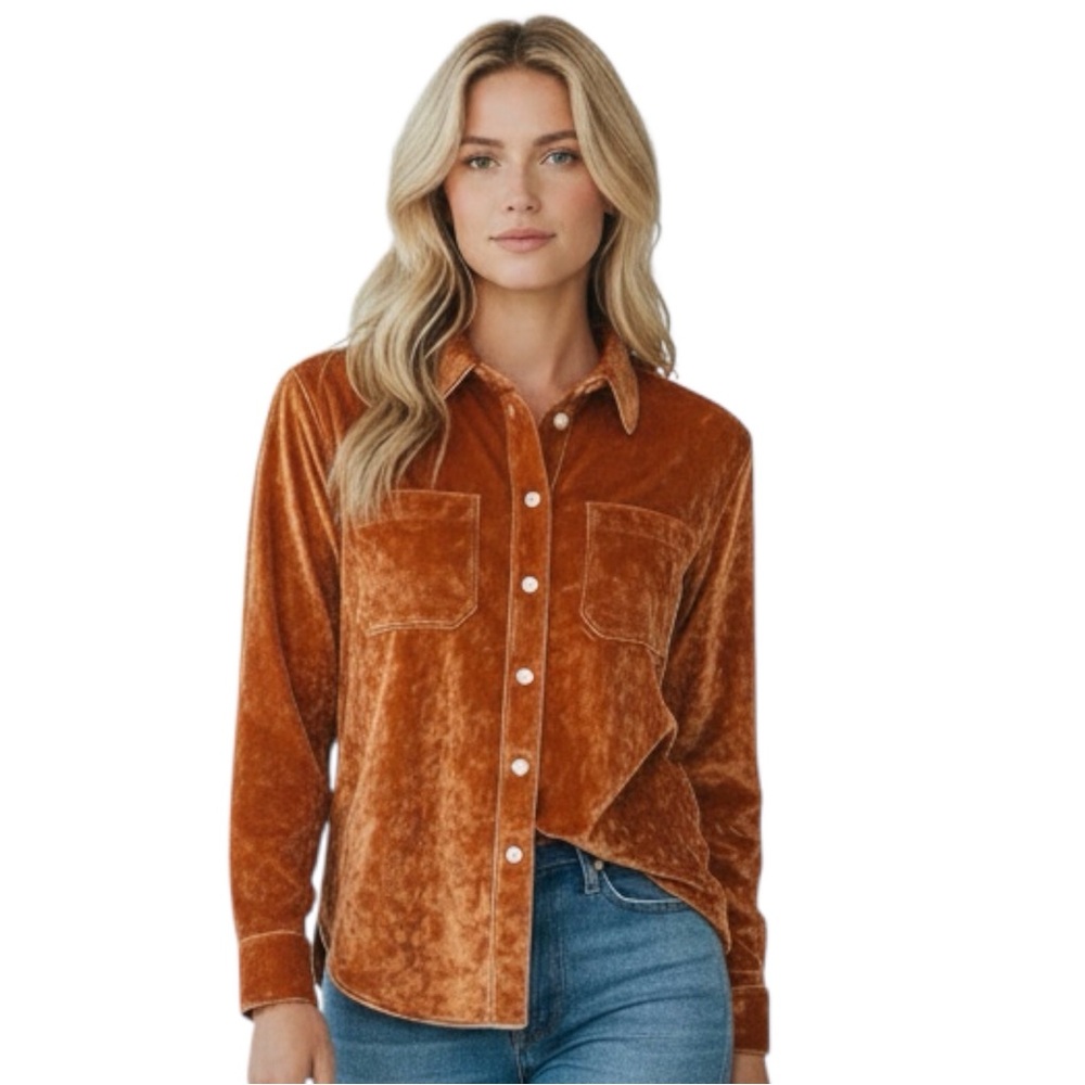Rock & Roll Cowgirl Sz Large ❤NEW❤ Copper Western Wearability Snap Shirt Junior